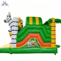 Lilytoys Château Gonflable Commercial Thème Animaux de la Jungle, Combo Château Gonflable et Aire de Jeu Gonflable pour Fêtes d'Enfants et Parcs d'Attractions