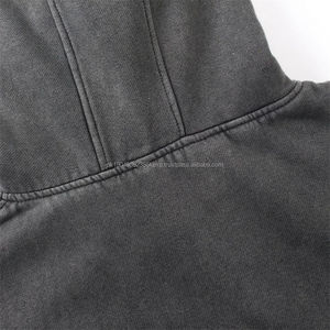 Wholesale 100% Cotton Acid Wash Hoodie Drop Shoulder Custom Printing Full Face Half <b>Zip</b> Heavyweight Ninja Balaclava Hoodies <b>Men</b> - Product Image 4