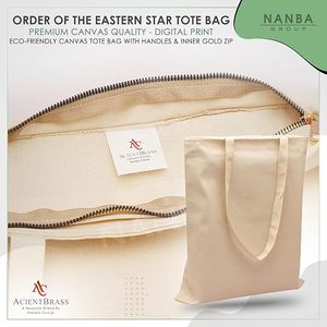 OES Masonic Eastern Star Shriner Canvas <b>Tote</b> <b>Bag</b> Multiple Fraternal Designs Zipper Closure Waterproof Reusable Shopping <b>Bag</b> - Product Image 2