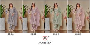 Costume d'hiver élégant ethnique pakistanais Top en organza Dupatta avec fond Santoon Embelli lourd Salwar Kameez Numéro de modèle Fantaisie - Product Image 6