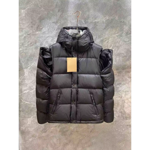 Veste d'hiver rembourrée à capuche noire pour homme, manteau en duvet décontracté, parka épaisse et chaude avec doublure à carreaux, fermeture éclair, coupe classique - Product Image 3