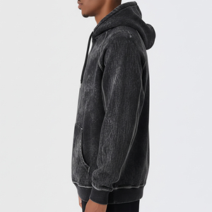 Sudaderas de Alta Calidad para Invierno, Estilo Casual, Streetwear, Vintage, Lavado Ácido, Felpa, Hombros Caídos, para Hombre, 100% Algodón - Product Image 3