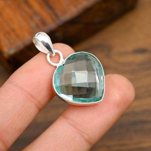 Pendentif en Apatite aquatique, pierre précieuse faite à la main en argent sterling 925, magnifique bijou spirituel, cadeau pour grand-mère - Product Image 1