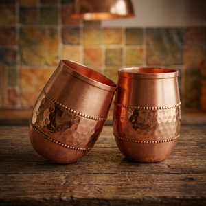 Gobelet moderne en cuivre martelé, finition mate, détails perlés, verre à boire en cuivre pur, tasse à eau de qualité supérieure, pour la maison, le bar, la cuisine - Product Image 5