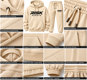 Ensemble de survêtement décontracté pour homme beige avec sweat à capuche à lettres imprimées et pantalon de jogging à séchage rapide, poches et taille élastique - Product Image 5