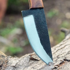 Cuchillo de caza y camping industrial hecho a mano DIY OEM, de acero al carbono con mango de madera, punta recta de 3 mm, 8 pulgadas de longitud total - Product Image 2