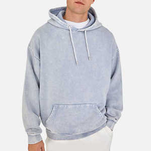 Sweat à capuche streetwear vierge pour homme de haute qualité, délavé à l'acide, épais et vieilli - Product Image 1