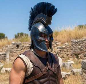 Réplique de casque de roi Agamemnon en métal, casque de guerrier grec, armure de guerrier spartiate, guerre de Troie, cosplay, exposition - Product Image 5