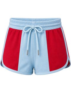 Light Blue And <b>Red</b> <b>Women</b> Sports Running <b>Shorts</b> Quick Dry Breathable Gym Fitness Casual Summer Elastic Waist Activewear <b>Shorts</b> - Product Image 1
