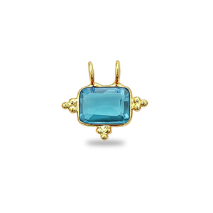 Colgante de Topacio Azul con Bisel de Cuarzo de Lujo, Chapado en Oro Hecho a Mano, Colgante con Bisel, Piedra de Nacimiento, Joyería al por Mayor, Proveedores de Joyería de Topacio Azul - Product Image 1