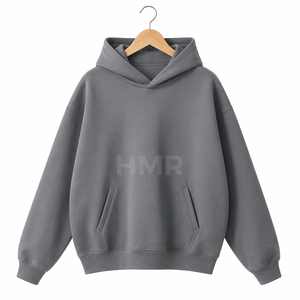Sudadera con Capucha Gris con Logotipo Personalizado de la Hermandad HMR, Sudadera Informal de Forro Polar para Otoño, Diseño con Bolsillos y Mangas Largas - Product Image 1