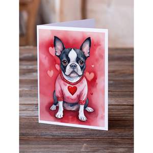 Whimsical Boston Terrier การ์ดอวยพร A7วาเลนไทน์ของฉันแพ็คการ์ดเปล่า8ใบพร้อม5x7ขนาดซองจดหมาย - Product Image 2