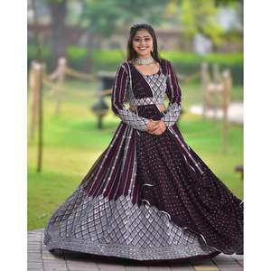 FIL À BRODER GEORGETTE ATTRACTIF ZARI TRAVAIL LEHENAG CHOLI AVEC VIN DUPATTA - Product Image 1