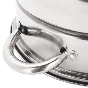 Olla vaporera grande de acero inoxidable con tapa de vidrio templado, base multicapa y asas de tacto frío y cómodo. - Product Image 6