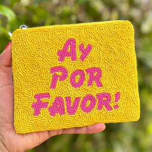 Ay Por Favor <b>Beaded</b> Coin Pouch Handmade Cotton Fabric Zipper Embroidery Clutch Custom <b>Beaded</b> Bag Funny Crystal Wallet Unisex - Product Image 3