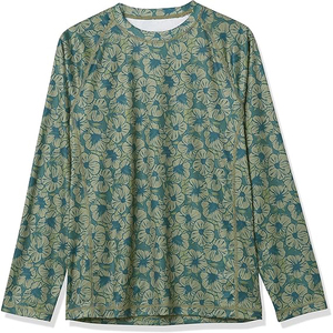 Camiseta de Natación para Hombre, Manga Larga, Diseño Floral Verde, Protección Solar UPF 50+, Secado Rápido, Estampada - Product Image 4
