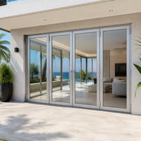 Porte de balcon extérieure pliante moderne en alliage d'aluminium à double vitrage isolant, insonorisée et étanche pour villa et cour