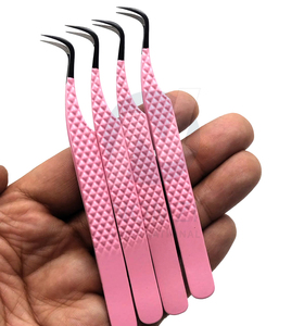 Pince à épiler professionnelle en acier inoxydable doré à pointe incurvée pour extensions de cils volume haute précision, outils de maquillage - Product Image 6