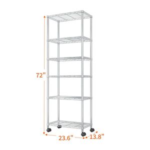 Heavy Duty 72.83\" H <b>Wire</b> Shelving Unit 1020LBS NSF Metal Storage <b>Shelves</b> with Wheels Adjustable for Garage Bathroom Storage - Product Image 6