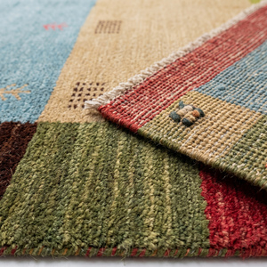 Modern Multicolor Hand Knotted Wool Gabbeh Area Rug with Color <b>Block</b> Tribal Design Decorative Carpet for Living Room - Product Image 6
