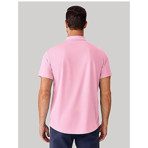 Camiseta Clásica Rosa Sólida para Hombre, de Algodón Suave y Transpirable, Manga Corta, Estilo Casual, Atuendo Elegante para Verano - Product Image 2