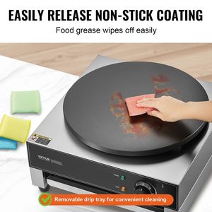 Macchina Elettrica Professionale per Crepes da 1700W, Piastra Antiaderente in Acciaio Inox da 16 Pollici, Griglia per Crepes e Pancake - Product Image 4