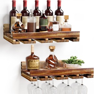 Brass Rectangle Rustic <b>Wine</b> <b>Rack</b> with Rope-Nautical Double Tier Eco-friendly Durable Lightweight <b>Wall</b> <b>Mount</b> - Product Image 1