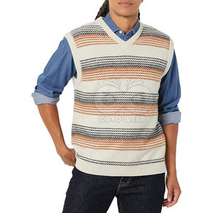 Gilet tricoté de haute qualité pour homme, col en V, sans manches, en tissu doux, style décontracté, vente en gros - Product Image 4