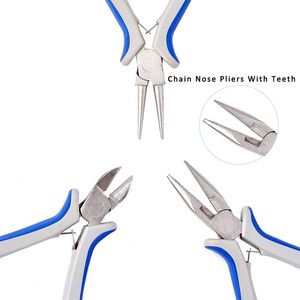 Stainless Steel Jewelry <b>Pliers</b> <b>Set</b> with Chain Nose Needle Nose <b>Pliers</b> & Wire Cutters for Jewelry Making - Product Image 5