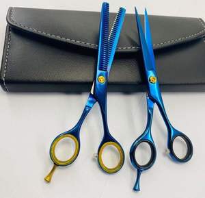 Tijeras de Barbero Profesionales de Acero Inoxidable con Logotipo Personalizado, Hoja Recta, para Diestros, No Plegables, Punta Afilada, HABI - Product Image 1