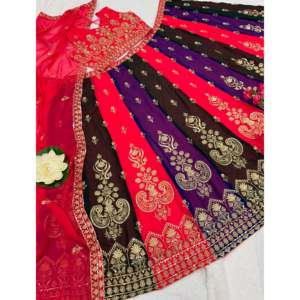 Kavya Fab Designer Lehenga Choli rouge pour femme, taille M, avec broderie élégante, pour les occasions spéciales - Product Image 3