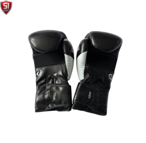 SUMROOS SI Boxing <b>Gloves</b> Black <b>Silver</b> Leather Adjustable Wrist Strap Durable Protective Comfortable Boxing Sets Lace-Up Design - Product Image 6
