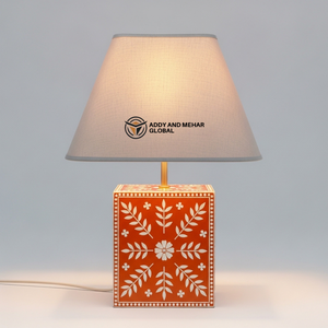 Lanterne de table moderne en os incrusté, lampe de chevet géométrique florale, lampe d'appoint décorative artisanale haut de gamme pour salon - Product Image 1
