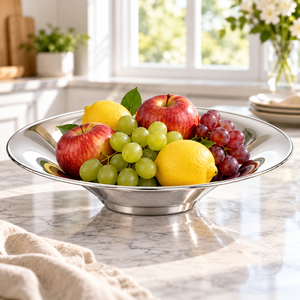 Bol de service en acier inoxydable argenté, assiette creuse à large bord, bol décoratif pour salade de fruits - Product Image 3