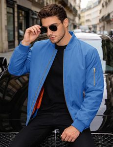 Bomber <b>Jacket</b> Men Custom Polyester <b>Zip</b> <b>Up</b> <b>Jacket</b> Lightweight Streetwear Wholesale Factory Supplier Fit Turn-down Collar - Product Image 4