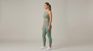 Ensemble de sport côtelé sans couture pour femme avec logo personnalisé, comprenant un legging taille haute anti-transparence et un soutien-gorge de sport, 2 pièces pour la gym et l'entraînement - Product Image 2