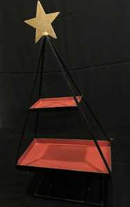 Plato Decorativo Metálico en Forma de Árbol con Acabado de Esmalte Rojo y Estrella Dorada en la Parte Superior para Exhibición en Fiestas - Product Image 6