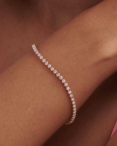 Bracelet en diamant cultivé en laboratoire rond, certifié IGI, or blanc, or jaune, or rose 10K 14K 18K, cadeau de luxe pour mariage - Product Image 5