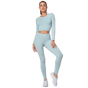 Dama Para Mujer Ropa Deportiva Yoga เสื้อผ้ากีฬาผู้หญิง,เสื้อครอปเอาท์ฟิตเนสแบบไร้รอยต่อ4ชิ้น - Product Image 1