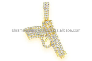 Collar con Colgante de Pistola Personalizado de Moda Hip Hop para Hombre, Chapado en Oro, con Diamantes Naturales de Corte Brillante, Joyería Fina - Product Image 6