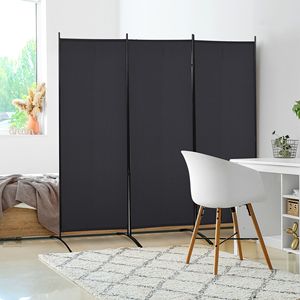 Divisorio per Stanza Tradizionale a 3 Pannelli da 6 Piedi, Schermo per Privacy Interno per Casa, Autoportante, Pieghevole, in MDF Traslucido e Ferro Nero - Product Image 2