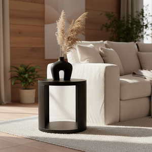 Table d'appoint décorative, table basse moderne en bois d'hévéa du Vietnam, MDF et placage de chêne, meuble décoratif pour salon - Product Image 2