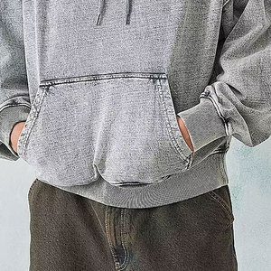 Sudadera con Capucha para Hombre, 500 g/m², Lisa, de Gran Gramaje, con Lavado Ácido, Color Único, Estilo Vintage, Venta al por Mayor, Mejor Oferta 2026 - Product Image 5