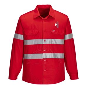 Service OEM, chemises de soudage FR pour hommes de haute qualité, fabricant pakistanais, dernier design, couleur unie rouge réfléchissante - Product Image 1