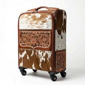 Bolso de Mano de Cuero Genuino 100% Hecho a Mano, Diseño Clásico, Simple y Ligero, con Grabados Florales y Pelo de Animales - Product Image 1