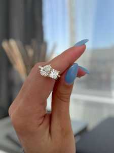 Anillo Toi Moi con Diamante de Corte Pera de 1.51CT y Diamante de Corte Princesa de 1.01CT, Cultivado en Laboratorio IGI, Oro Sólido de 14K, Anillo de Compromiso para Mujer, Regalo Sorpresa para Enamorados - Product Image 1