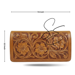 SEHRAINN Fashion Genuine Leather Women Clutch Floral Embellished Vintage Wallet All Seasons Daily Use Nylon Portable <b>Purse</b> - Product Image 3