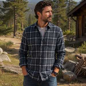 Men's Plus Size Long Sleeve Plaid Flannel Shirt Regular Fit Casual Full Sleeve <b>Button</b> Down Collar Winter Wear 100% Cotton - Product Image 3