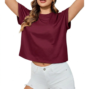 Camisetas Cortas de Alta Calidad para Mujer, Transpirables, de Secado Rápido, Último Diseño, Estampado a Cuadros, Talla Grande, Camiseta Corta de Primavera para Mujer - Product Image 5