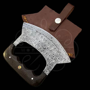 Cuchillo Ulu de Acero D2 Hecho a Mano con Mango de Madera Dura y Funda de Cuero, Hoja de Corte Ulu de Alta Calidad - Product Image 3